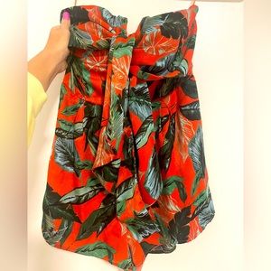 VICI- orange palm front tie romper (Size Medium)